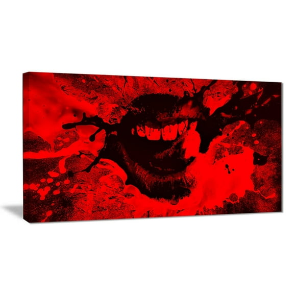 Design Art Speak out Red Lips Print on Canvas Wall Art