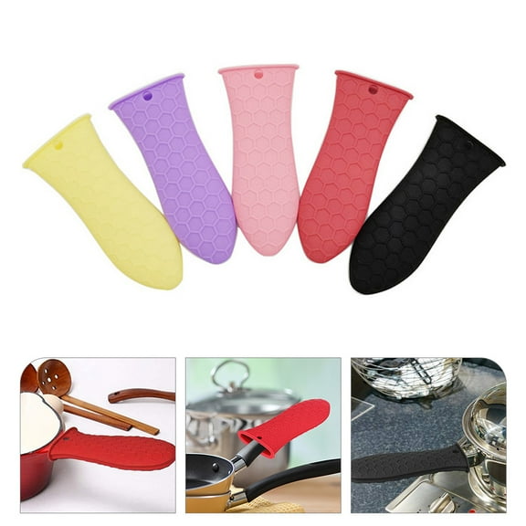 WRITWAA 5-Pack Silicone Handle Covers for Cast Iron Pans, Grip Protectors in Assorted Colors for Cooking