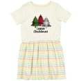 thumbnail image 3 of Inktastic Country Christmas Plaid Trees Girls Toddler Dress, 3 of 5