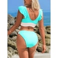 thumbnail image 3 of Sociala Ruffled Sleeve Bikini Sets for Womens Ruched Bottoms Two Piece Bath Suit, 3 of 5