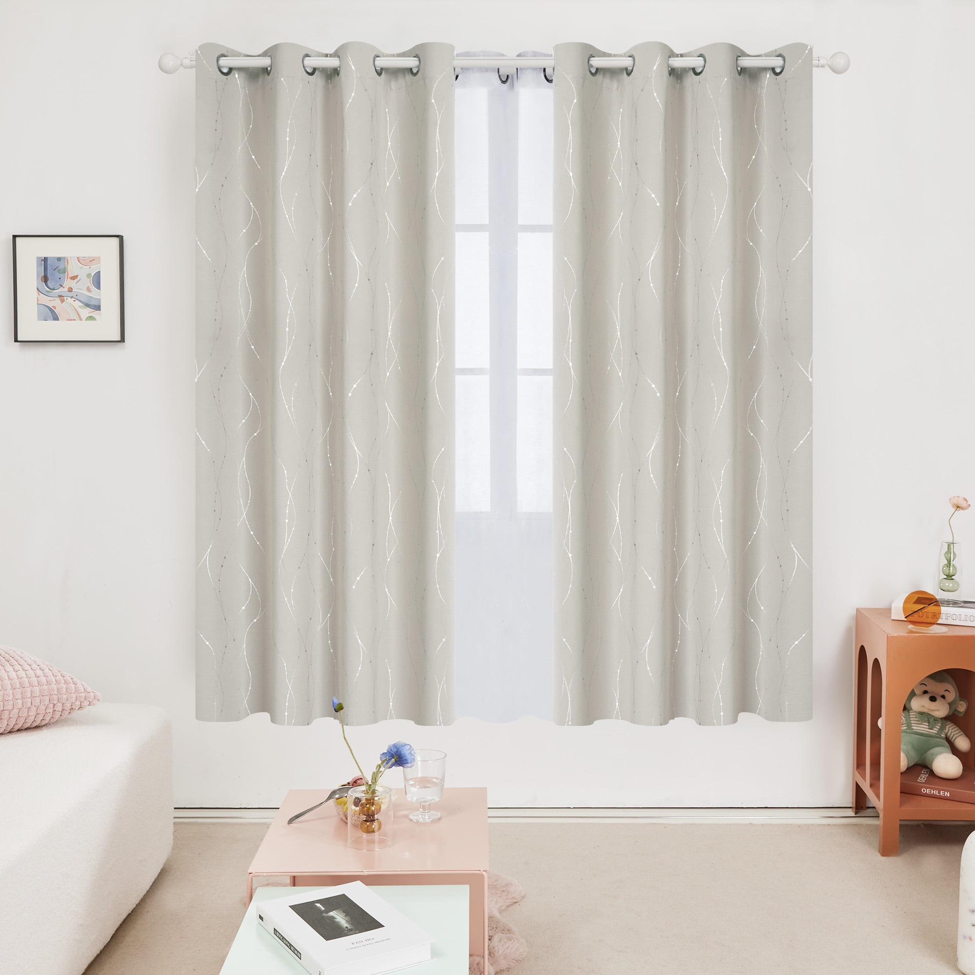 Deconovo Grommet Blackout Curtains for Bedroom, 72 inch Long Room Darkening Curtains, Window