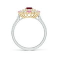 thumbnail image 2 of Angara Natural 1 Ct. Ruby with Diamond Halo Ring in 14K White & Yellow Gold for Women (Ring Size: 12), 2 of 10