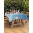 thumbnail image 2 of Outdoor Tablecloth with Umbrella Hole and Zipper, Blue Christmas Snowman Rectangle Table Cloth 52x70 Inch Waterproof Tablecloth, Xmas Botanical Birds Snowflake Picnic Table Cover for Patio Camping, 2 of 7