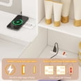thumbnail image 7 of TOMNK White Vanity Desk with Stool, Mirror, LED Lights, Glass Top, RGB Drawers, Wireless Charging, 43" Wide, 7 of 7