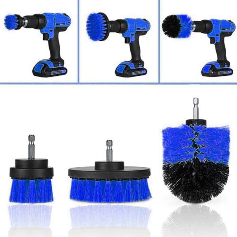 3pcs Set Car Wash Electric Brush Hard Bristle Auto Detailing Cleaning