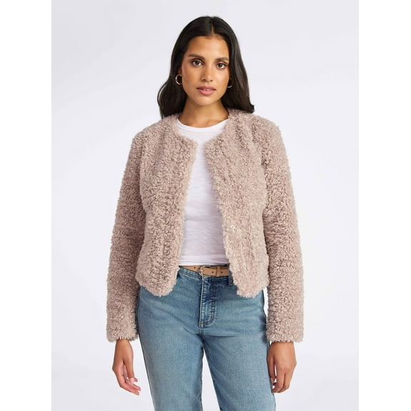 Sofia by Sofia Vergara Women's Faux Fur Cropped Jacket, Sizes XS-XXXL