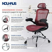 NOUHAUS ErgoFlip Mesh Computer Chair - Black Rolling Desk Chair with Retractable Armrest and Blade Wheels Ergonomic Office Chair, Gaming Chairs, Executive Swivel Chair/High Spec Base (Burgundy)