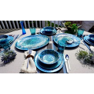 Larder & Vine 12-Piece Melamine Dinnerware Set – Durable Break-Resistant Plates & Bowls, Floral Design For Indoor/Outdoor