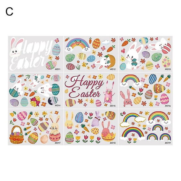Juego de pegatinas para ventana llamativas, impermeables, de Pvc, pegatinas para ventana de Pascua, pegatina electrostática para el hogar Jikaix
