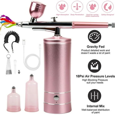 Airbrush Kit with Compressor, Rechargeable Auto Handheld Airbrush Gun, Airbrush Set Portable Wireless Air Brush for Barber, Nail Art, Cake Decor, Makeup, Model Painting