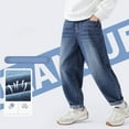 thumbnail image 2 of Boys Jeans Casual Elastic Waist Cuffed Denim Pants with Pockets Teen Clothes for Boys Size 3-15, 2 of 5