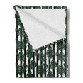thumbnail image 2 of Jungle Foliage Soft Flannel Fleece Throw Blanket, Pattern of Monstera Leaves on Vertical Brushstroke Stripes, Cozy Plush for Indoor and Outdoor Use, 50" x 70", Charcoal Grey Green, by Ambesonne, 2 of 5