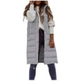 thumbnail image 2 of iHPH7 Puffy Coats for Women Winter Clothing for Women Hooded Vest Long Vest for Women Sleeveless Women's Outerwear Casual Outerwear Warm Coat Light Gray XL, 2 of 8