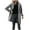Gray, variant on Lovskoo 2024 Womens Winter Coats Single Breasted Pea Coat Casual Turndown Collar Outwear Pocket Solid Regular Long Sleeve Jacket Trench Coat Overcoat Black
