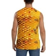 thumbnail image 4 of Fotbe Men's Bees on Hive Honeycomb Print Men's Sleeveless Muscle Tank Tops Casual T-Shirts for Gym Workout Beach-Large, 4 of 8