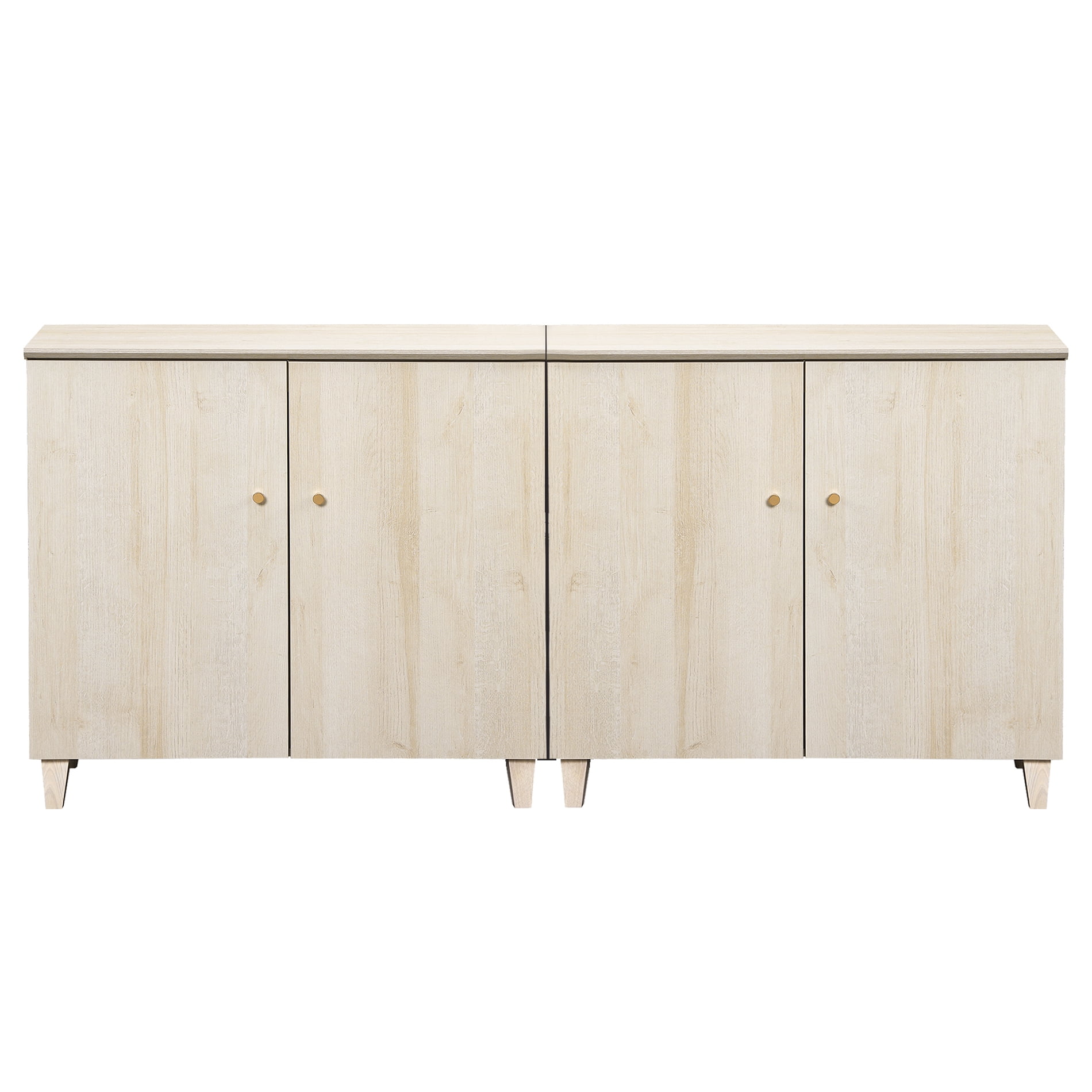 Wooden Dresser Chest with Doors, Bedroom Modern Light Oak Closet Storage Organizer with 6 Compartments for Kids baby Room, Nursery
