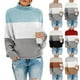 thumbnail image 2 of Suéter de otoño e invierno para mujer, suéter de cuello alto a juego de color de línea gruesa, 2 of 5