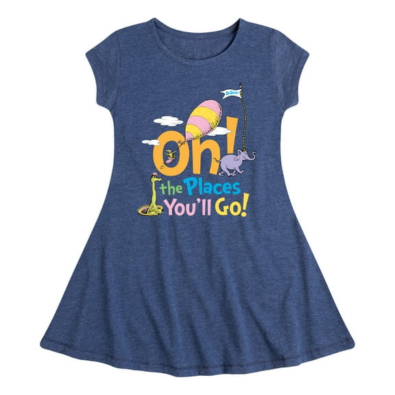 Dr. Seuss - Oh! The Places You'll Go - Girls Fit And Flare Cap Sleeve Dress