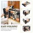thumbnail image 4 of Foldable Fabric Storage Bin With Handle Collapsible Basket Box Storage With Lid Organizer Skeleton Drinking Coffee, 4 of 7