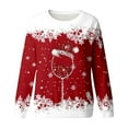 thumbnail image 4 of Fiaer Christmas Crewneck Sweatshirts Women Snowflake Glass Oversized Pullover Long Sleeve Baggy Fall Tops Red XL, 4 of 4