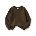 thumbnail image 3 of SonxaHe Big Boy Girl Sweatshirt Solid Long Sleeve Pullover Basic Top Loose Soft Sport Autumn Sweatshirt Brown,Sized 8-9, 3 of 3