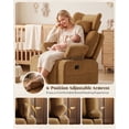 thumbnail image 3 of LAZZO Nursery Recliner Chair, 360° Swivel Rocking Glider with Adjustable Headrest, Armrests, Footrest, Cup Holder and Lumbar Pillow, Brown, 3 of 10