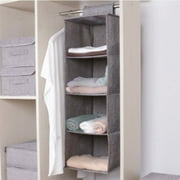 Hanging Closet Organizer with Drawers -3 Shelves Underwear/Socks/ Sweaters/Shoes Accessories Storage Foldable Cloth Storage Hanging Bag with 1 Underwear/Socks Drawer Divider