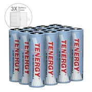 Combo: 12 pcs Tenergy AA 2500mAh NiMH Rechargeable Batteries + 3 Cases