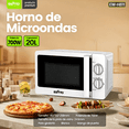 thumbnail image 3 of Microondas EWTTO EW-H811, 20L, 700W, control mecánico, 6 potencias, temporizador 30min, plato giratorio, diseño compacto – Ideal para hogar, oficina o adultos mayores, 3 of 8