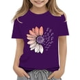 thumbnail image 2 of XIMIN T-Shirts Filles Graphiques Tournesol Manches Courtes Col Rond Coton Coupe Ample Décontractée Été, 2 of 5