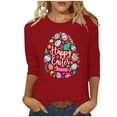 thumbnail image 2 of EQWLJWE Happy Easter Womens 3/4 Sleeve Cute Floral Eggs Graphic Letter Print Shirts Tops Fun Bunny Crewneck Tee Fun Cat 2024 Soft Shirts Blouse for Carnival Birthday Party(Red,M), 2 of 4