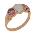 thumbnail image 1 of LBG British Made 18k Rose Gold Natural Opal & Pink Tourmaline Womens Statement Ring - 33 size options - Size 6.75, 1 of 7