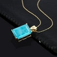 thumbnail image 4 of Gem Stone King 11.05 Ct Green Turquoise 18K Yellow Gold Plated Silver Pendant with Chain, 4 of 6