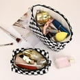 thumbnail image 4 of Pakyozj 2 Pieces Makeup Bag Large Checkered Cosmetic Bag Capacity Canvas Mix Travel Toiletry Bag Organizer Cute Makeup Brushes Aesthetic Accessories Storage Bag for Women, 4 of 7