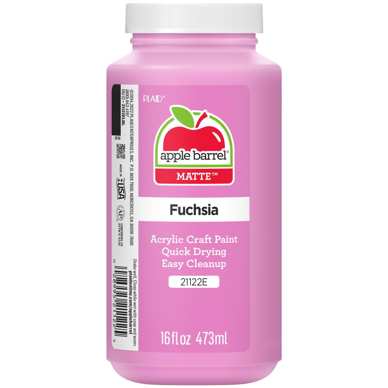 (3 pack) Apple Barrel Acrylic Craft Paint, Matte Finish, Fuchsia, 16 fl oz