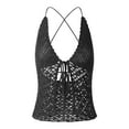 thumbnail image 2 of Halter Neck Crop Cami Top Crochet Knitted Backless Tie Up Tank Tops Tee Y2k Sleeveless Strappy Summer Shirts Streetwear, 2 of 9