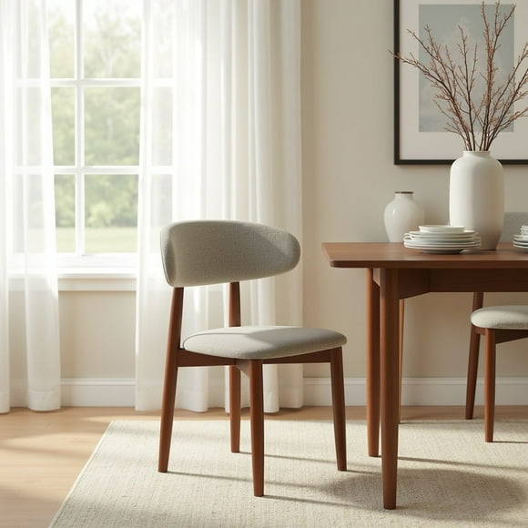 Aykah Aires Dining Chairs Set of 4, Modern Fabric Upholstered Kitchen Side Chairs, Farmhouse Dining Room Chair with Wooden Legs