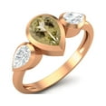 thumbnail image 2 of 1.25 Cts Bezel set Pear Lemon Quartz 925 Sterling Silver Rose Vermeil Three Stone Women Valentines Day Gifts Ring, 2 of 4