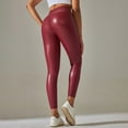 thumbnail image 5 of UJNDER Women's Leather Leggings High Waisted Stretch Pleather Pants Fashion Fit Red S, 5 of 6