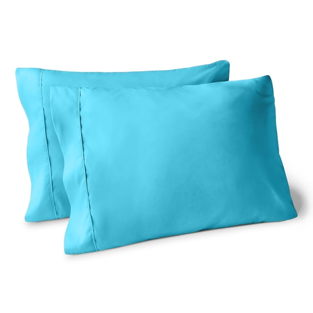 Juego de Fundas de Almohada Bare Home Colección Premium 1800 Doble Cepillado Ultra Suave Tamaño Estándar Color Aguamarina 2 Unidades