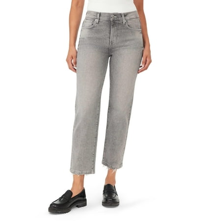 kensie Jeans for Women The Ella High-Rise Straight Leg 27-Inch Inseam Raw Edge, Grayson, 12