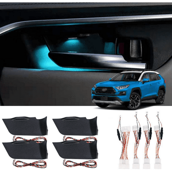 LED Light Inner Door Handle Automotive Bowl Mood Lighting Decorative Interior Lamp Compatible With Toyota RAV4 2020 2021 4PCS(Ice Blue)
