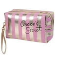 thumbnail image 1 of Bolsa de maquillaje a rayas, bolsa de aseo de PU, bolsa de viaje multifuncional, bolsa de almacenamiento impermeable, 1 of 5