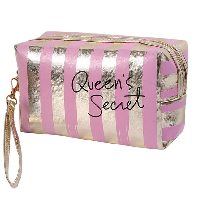 Bolsa de maquillaje a rayas, bolsa de aseo de PU, bolsa de viaje multifuncional, bolsa de almacenamiento impermeable