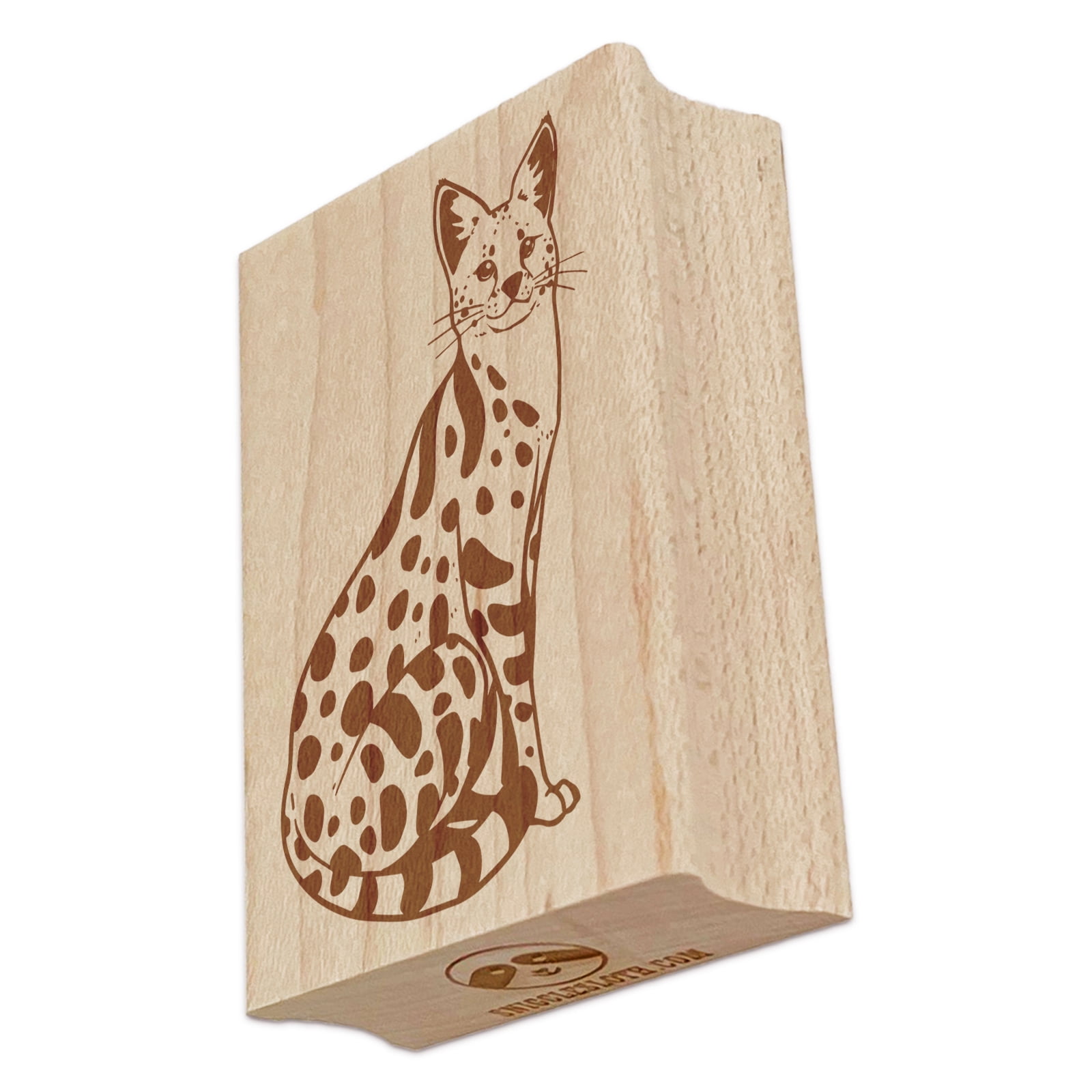 Serval Spotted Wild Cat Rectangle Rubber Stamp Stamping Scrapbooking
