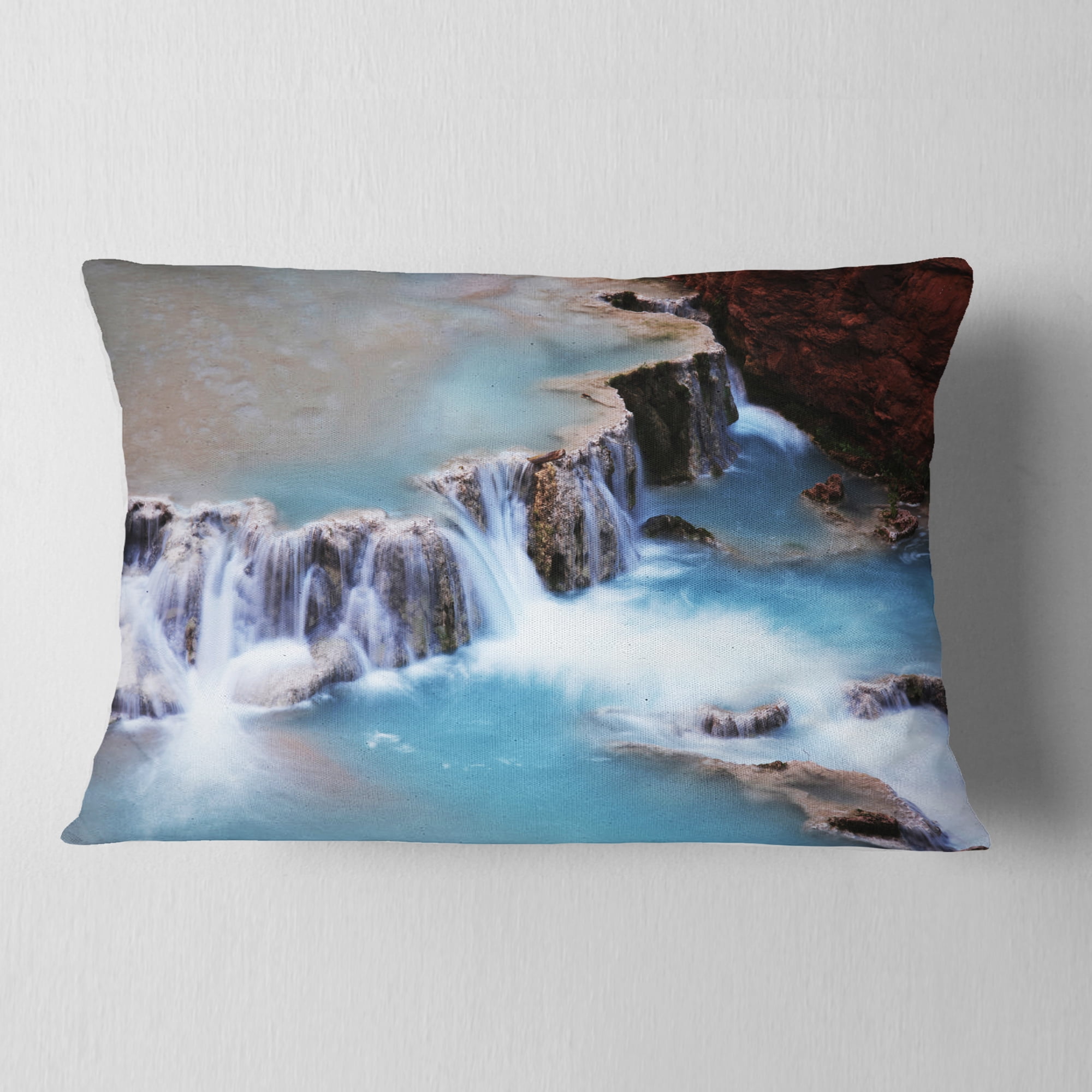 Designart 12" x 20" Blue Polyester Throw Pillow