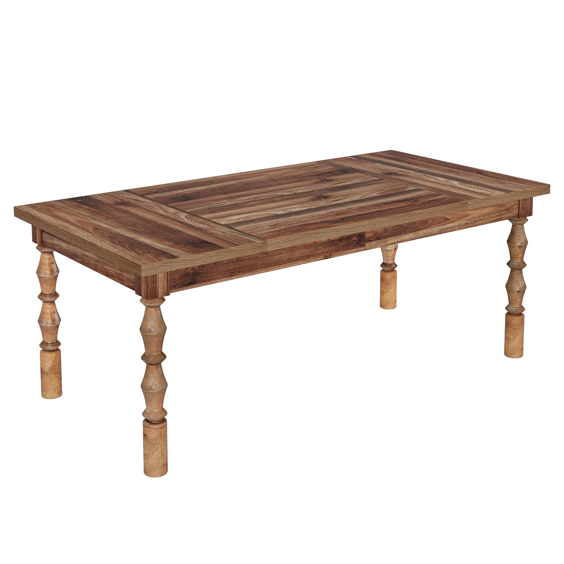 Fnova 62" Farmhouse Dining Table for 4-6 People, Large Wood Rectangle Kitchen Table Modern Dining Room Furniture with Carved Turned Legs