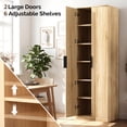 thumbnail image 2 of UBesGoo 70" Modern Freestanding Kitchen Pantry Cabinet Wardrobe Armoire with 6 Adjustable Shelves, Natural Oak, 2 of 7
