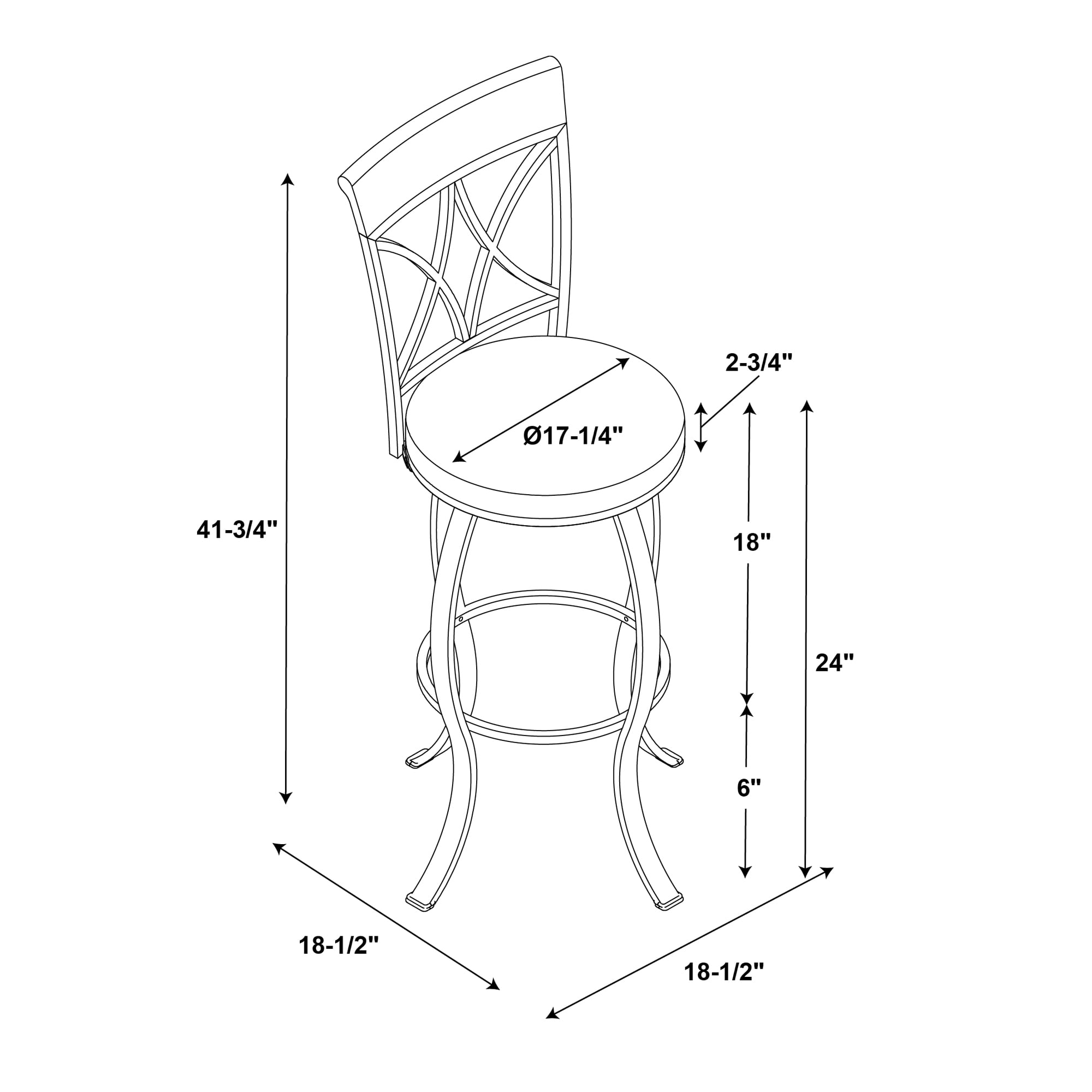 Roselyn 24" Counter Stool with Swivel, Brushed Faux Medium Cherry Wood with "Matte Pewter and Bronze" Metal