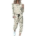 thumbnail image 2 of Hueook Womens Halloween Pajamas Cotton Pajamas for Women Women's Classic Print Long Sleeve Sport Pullover and Pants Set Multicolor L, 2 of 5